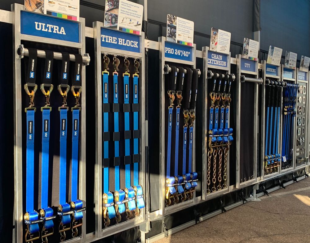 Mac's Custom Tie-Down booth at Barrett-Jackson