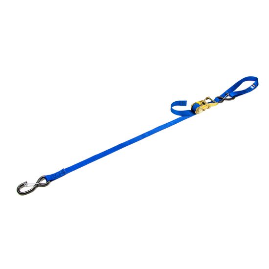 112307 1 x 6 Motorcycle Ratchet Tie-Down Strap with Integrated Soft Loop S-Hook  Keeper - Blue