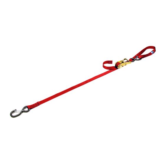113307 1 x 6 Motorcycle Ratchet Tie-Down Strap with Integrated Soft Loop S-Hook  Keeper - Red