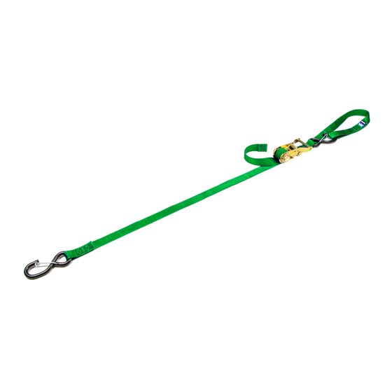 115307 1 x 6 Motorcycle Ratchet Tie-Down Strap with Integrated Soft Loop S-Hook  Keeper - Lime Green