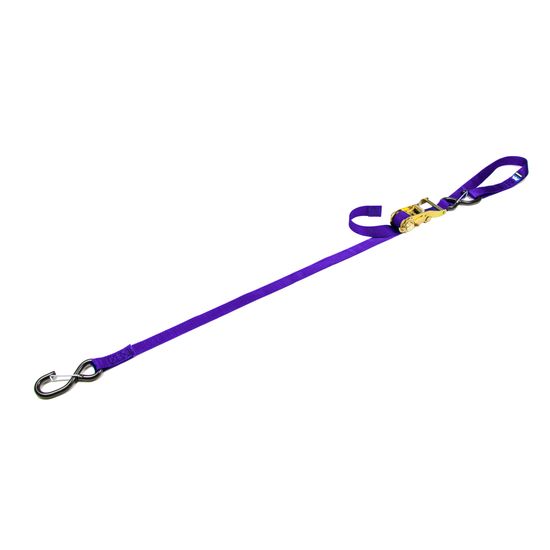116311 1 x 10 Motorcycle Ratchet Tie-Down Strap with Integrated Soft Loop S-Hook  Keeper - Purple