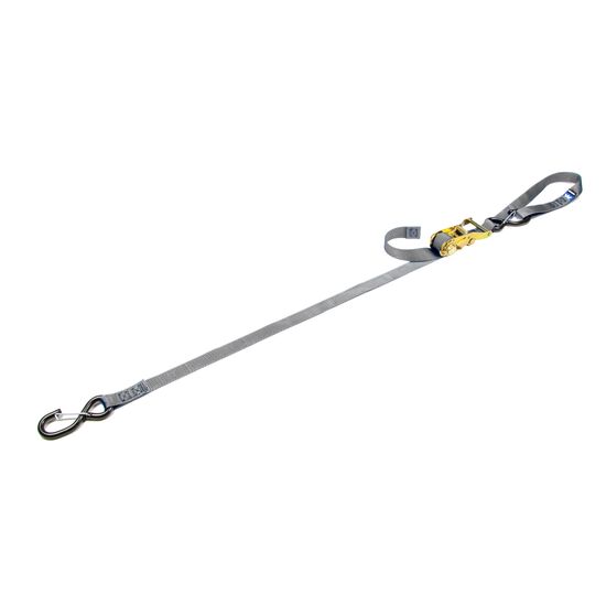 117307 1 x 6 Motorcycle Ratchet Tie-Down Strap with Integrated Soft Loop S-Hook  Keeper - Silver