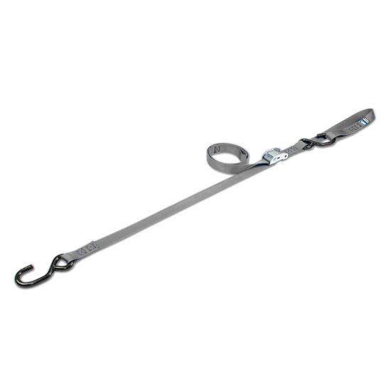 117506 1 x 6 Motorcycle Cam Tie-Down Strap with Integrated Soft Loop S-Hook - Silver