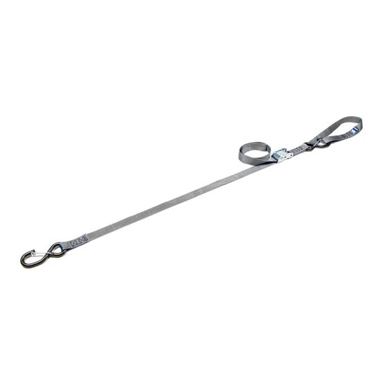 117507 1 x 6 Motorcycle Cam Tie-Down Strap with Integrated Soft Loop S-Hook  Keeper - Silver