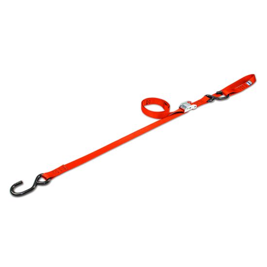 118506 1 x 6 Motorcycle Cam Tie-Down Strap with Integrated Soft Loop S-Hook - Orange