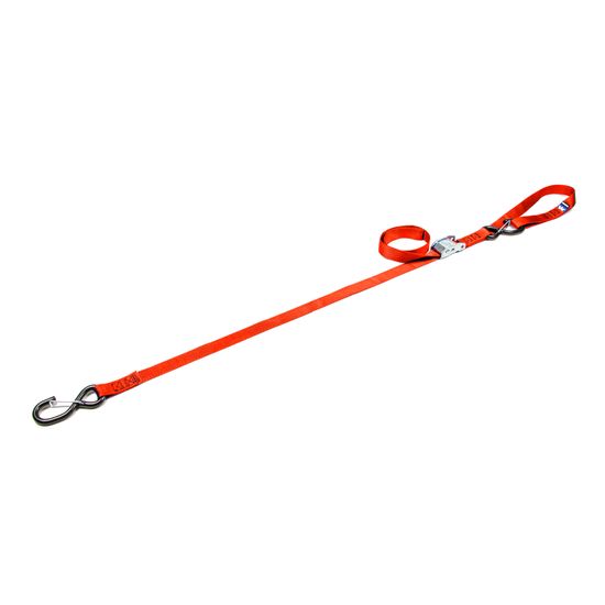 118507 1 x 6 Motorcycle Cam Tie-Down Strap with Integrated Soft Loop S-Hook  Keeper - Orange