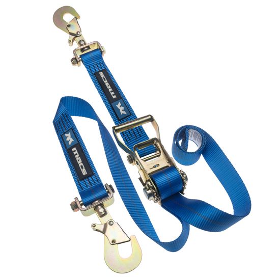 122008SWH 2 x 8 Ratchet Strap with Pivot Swivel Hook Sewn Fixed End - Blue