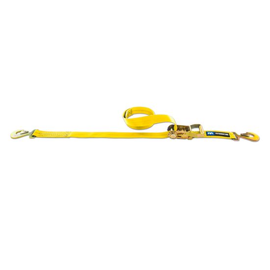 124110 2 x 10 Ratchet Strap with Flat Snap Hook - Yellow