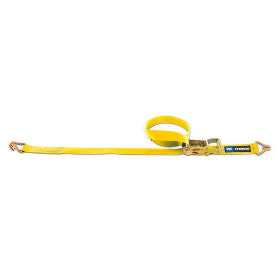 124208 2 x 8 Ratchet Strap with Wire Hook - Yellow