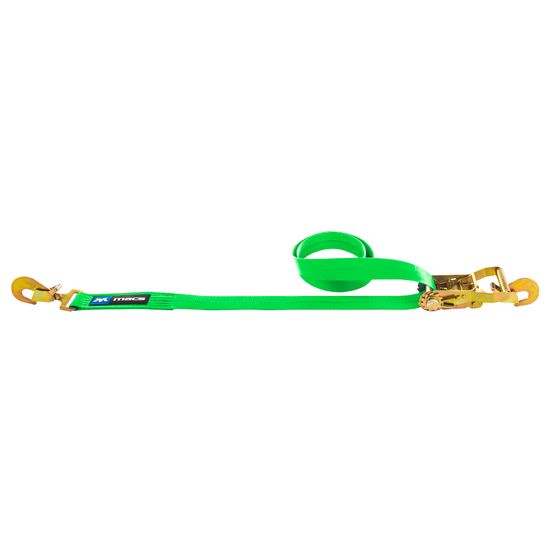 125009 2 x 8 Ratchet Strap with Twisted Snap Hooks Direct Hook - Lime Green