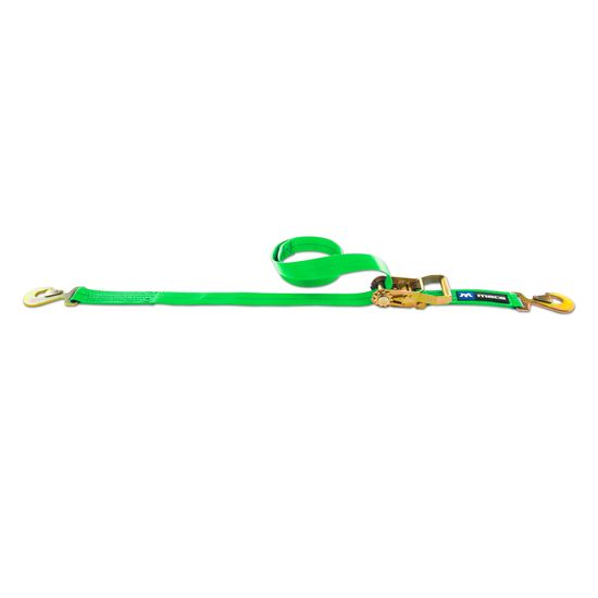 125116 2 x 16 Ratchet Strap with Flat Snap Hook - Lime Green