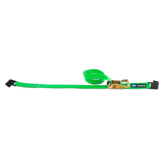 125310 2 x 10 Ratchet Strap with Flat Hook - Lime Green