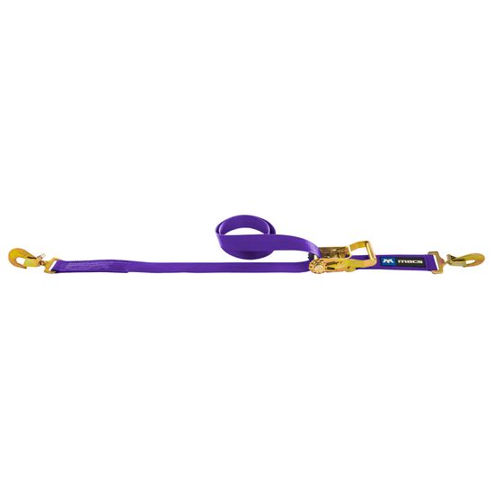 126012 2 x 12 Ratchet Strap with Twisted Snap Hooks Sewn Fixed End - Purple