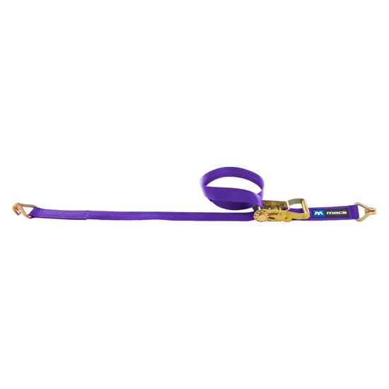 126210 2 x 10 Ratchet Strap with Wire Hook Sewn Fixed End - Purple