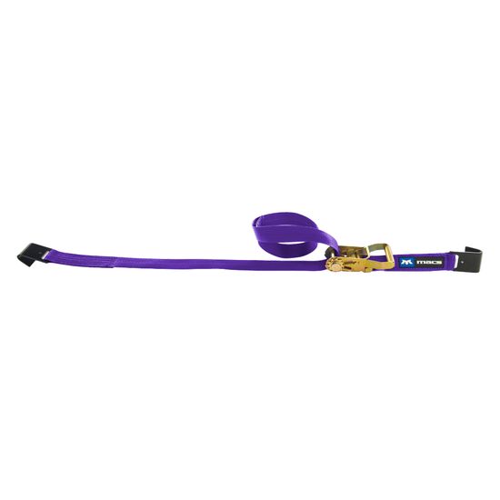 126330 2 x 30 Ratchet Strap with Flat Hook Sewn Fixed End - Purple
