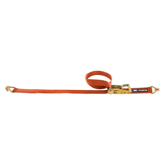128216 2 x 16 Ratchet Strap with Wire Hook Sewn Fixed End - Orange