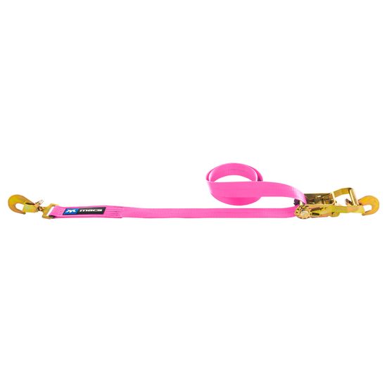 129017 2 x 16 Ratchet Strap with Twisted Snap Hooks Direct Hook - Pink