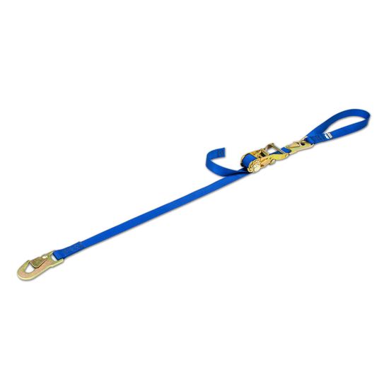 1IN-MOTO-RTCHT-ST-W-INTG-SL-FL-SP-HK 1 Motorcycle Ratchet Tie-Down Strap with Integrated Soft Loop Flat Snap Hook