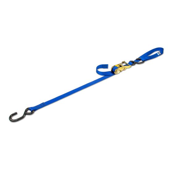 1IN-MOTO-RTCHT-ST-W-INTG-SL-S-HK 1 Motorcycle Ratchet Tie-Down Strap with Integrated Soft Loop S-Hook