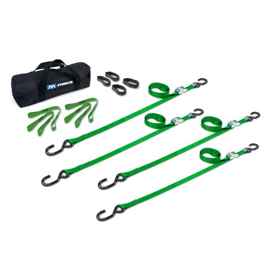 510135 1 x 10 ATV  Motorcycle Cam Utility Pack with S-Hooks - Lime Green