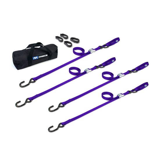 510516 1 x 10 Motorcycle Cam Tie-Down Pack with Integrated Soft Loops S-Hooks - Purple