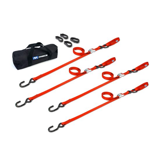 510518 1 x 10 Motorcycle Cam Tie-Down Pack with Integrated Soft Loops S-Hooks - Orange