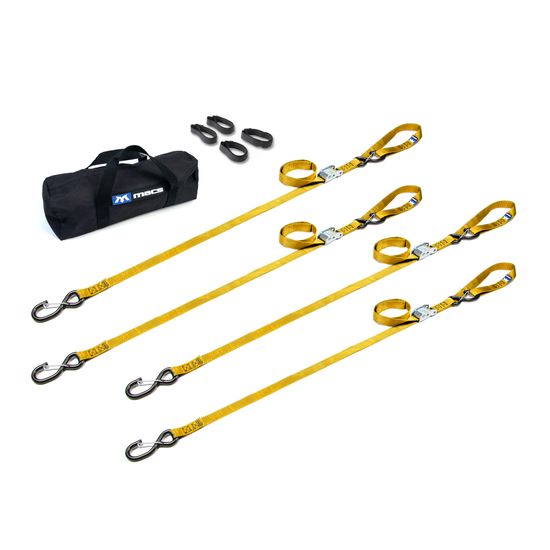 510524 1 x 6 Motorcycle Cam Tie-Down Pack with Integrated Soft Loops S-Hooks  Keepers - Yellow