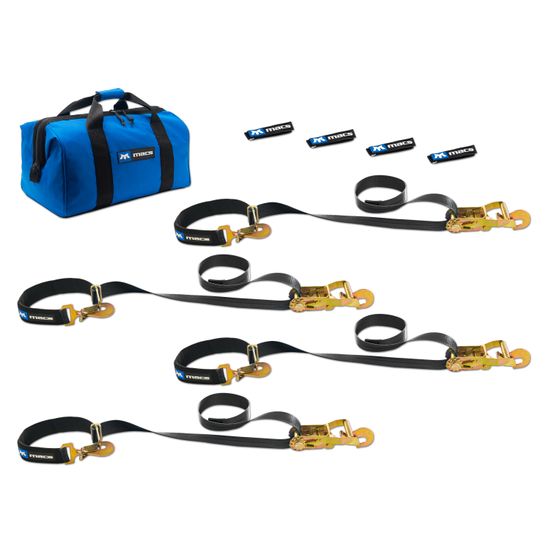 511167 Two 6  Two 8 Super Pack Tie-Down Strap Kit with Integrated Axle Straps Direct Hook Ends - Black
