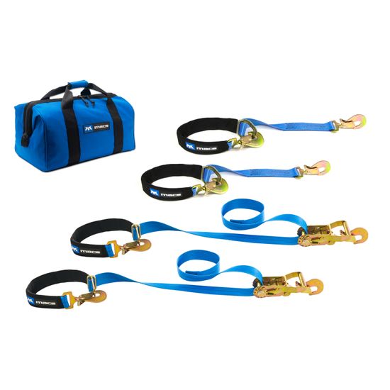 512009 2 x 8 Axle and 2 x 4 Tie-Back Strap Value Pack Direct Hook Ends - Blue