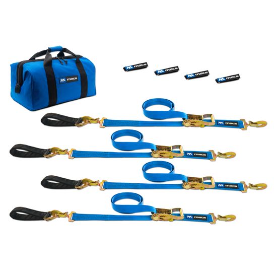 512208 2 x 8 Ultra Pack Tie-Down Straps with Detachable Axle Straps Sewn Fixed Ends - Blue