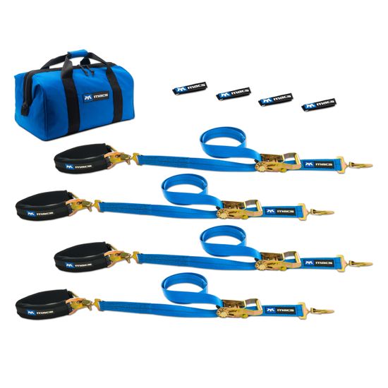 512606 2 x 6 Pro Pack Premium Tie-Down Strap Kit with 24 Axle Strap Sewn Fixed Ends - Blue