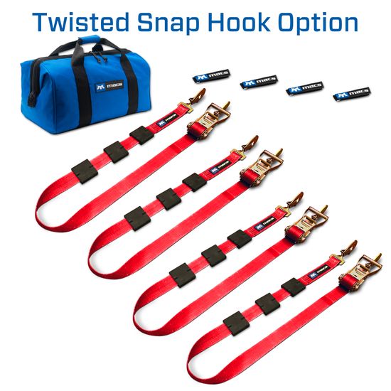 513000 2 x 10 Tire Block Strap Pack with Twisted Snap Hook Ends - Red