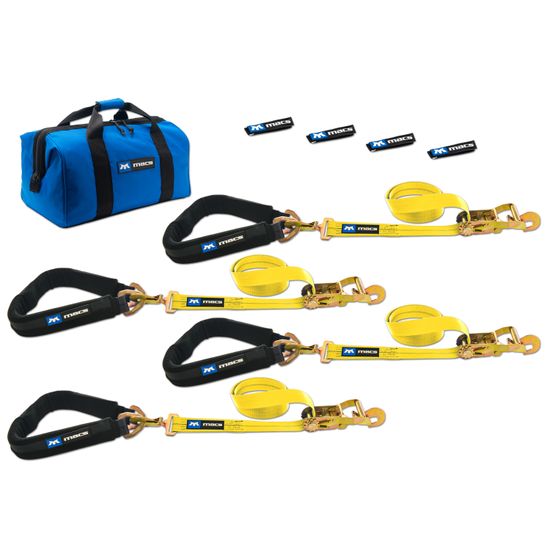 514656 2 x 6 Pro Pack Premium Tie-Down Strap Kit with 40 Axle Strap Direct Hook Ends - Yellow