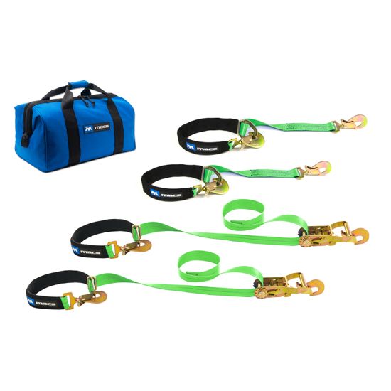 515009 2 x 8 Axle and 2 x 4 Tie-Back Strap Value Pack Direct Hook Ends - Lime Green