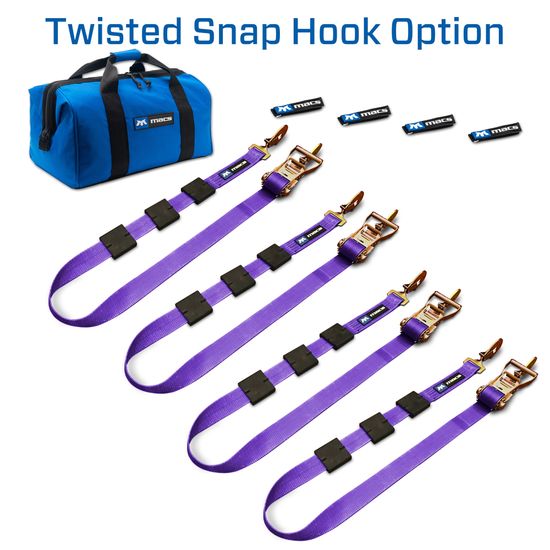 516000 2 x 10 Tire Block Strap Pack with Twisted Snap Hook Ends - Purple