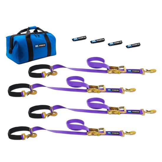 516106 2 x 6 Super Pack Tie-Down Strap Kit with Integrated Axle Straps Sewn Fixed Ends - Purple