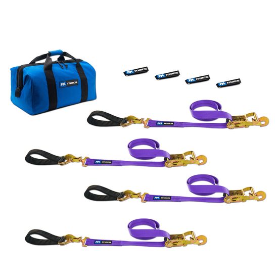 516210 2 x 10 Ultra Pack Tie-Down Straps with Detachable Axle Straps Sewn Fixed Ends - Purple