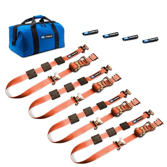 518002 2 x 10 Tire Block Strap Pack with E-Track Ends - Orange