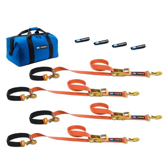518106 2 x 6 Super Pack Tie-Down Strap Kit with Integrated Axle Straps Sewn Fixed Ends - Orange