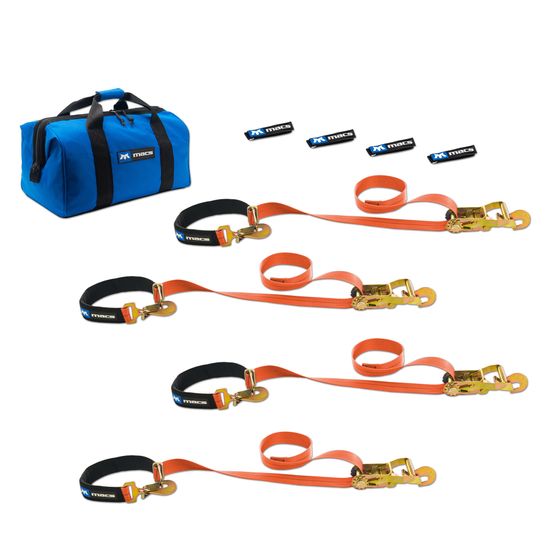 518167 Two 6  Two 8 Super Pack Tie-Down Strap Kit with Integrated Axle Straps Direct Hook Ends - Orange