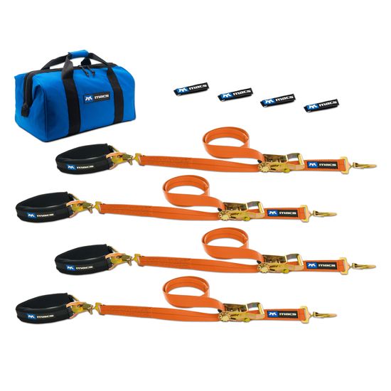 518606 2 x 6 Pro Pack Premium Tie-Down Strap Kit with 24 Black Axle Strap Sewn Fixed Ends - Orange