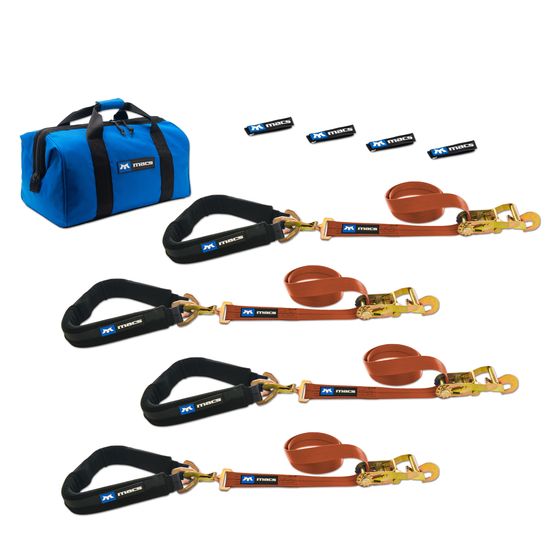 518618 2 x 8 Pro Pack Premium Tie-Down Strap Kit with 24 Axle Strap Direct Hook Ends - Orange