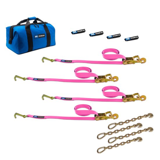 519521 Factory Transit J-Hook Tie-Down Pack with Direct Hook End  Chain Extensions - Pink