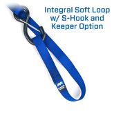 117307 1 x 6 Motorcycle Ratchet Tie-Down Strap with Integrated Soft Loop S-Hook  Keeper - Silver 2