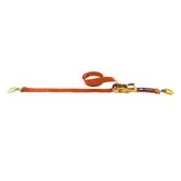 128112 2 x 12 Ratchet Strap with Flat Snap Hook Sewn Fixed End - Orange