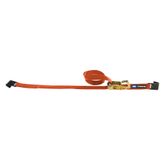 128306 2 x 6 Ratchet Strap with Flat Hook Sewn Fixed End - Orange