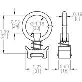 32401BL L-Track Single Stud Fitting with Round Ring - Blue - WLL 1333 lb 1