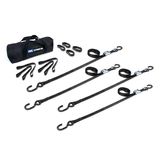 510131 1 x 10 ATV  Motorcycle Cam Utility Pack with S-Hooks - Black