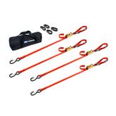 510428 1 x 6 Motorcycle Ratchet Tie-Down Pack with Integrated Soft Loops S-Hooks  Keepers - Orange