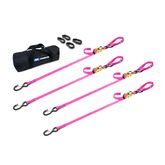 510429 1 x 6 Motorcycle Ratchet Tie-Down Pack with Integrated Soft Loops S-Hooks  Keepers - Pink